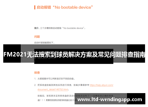 FM2021无法搜索到球员解决方案及常见问题排查指南